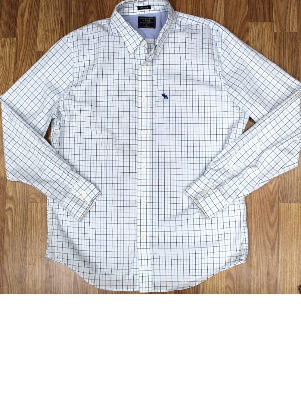 ABERCROMBIE & FITCH SUPER SLIM FIT COTTON/SPANDEX SHIRT BLUE & WHITE X-LARGE, XL